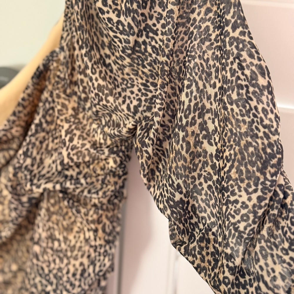 Anthropologie Leopard Print Draped Cowl Neck Top XL - Picture 9 of 9